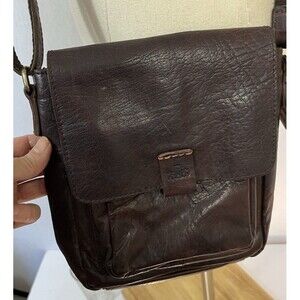 Rowallan Brown Genuine Leather Small Zip Top Cross Body Bag